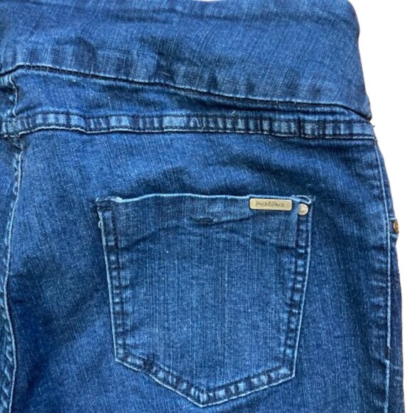 Peck & Peck Pull-On Jeans Mid-Rise Straight Med-Dark Wash Back Pockets, size 12 - Picture 4 of 8